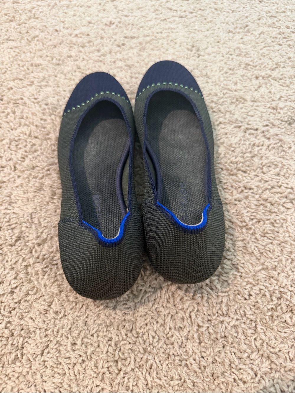 Rothy’s The Flat Highland Captoe Olive Navy Women’s Size 10 - Picture 4 of 6
